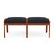 Lesro Lenox Wood 2 Seat Bench Wood Frame, Cherry, MD Black Upholstery LW2001 - alternate 1